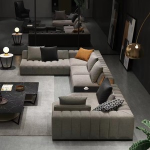 Conjunto de Sofás Modulares Grandes y Modernos con Estructura de Madera, Tapizados en Tela Acolchada, Combinación Libre, <span class=keywords><strong>Muebles</strong></span> de Sala en Forma de L - Product Image 3
