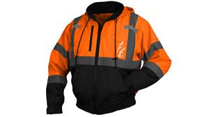 Veste de sécurité réfléchissante orange haute visibilité XX-Large Capuche attachée en coton et polyester imperméable Logo réfléchissant personnalisable - Product Image 3
