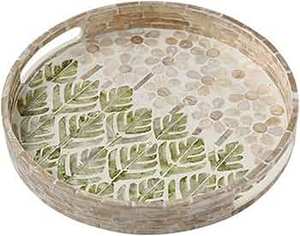 Plateau décoratif en nacre avec finition polie lisse, plateau de service en nacre avec poignées pour un transport facile - Product Image 4