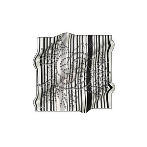 Vintage Designer Satin Scarf with Striped Logo Pattern Black and White Digital Print - Product Image 1
