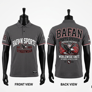 เสื้อโปโลรักบี้สีแดงเลือดหมูพรีเมียม ผ้าฝ้ายระบายอากาศดี สไตล์สตรีทแฟชั่น ออกแบบลายพิมพ์ได้ตามต้องการ เสื้อโปโลชาย - Product Image 3