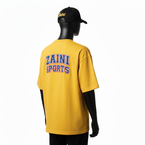 เสื้อยืดทรงบ็อกซี่ ผู้ชาย พรีเมียม ผ้าเจอร์ซีย์คอตตอน 220 GSM เนื้อนุ่ม ระบายอากาศดี สีมัสตาร์ด สกรีนโลโก้ตามสั่ง เสื้อผู้ชาย - Product Image 5