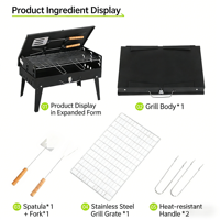 Barbecue portable pliable en acier jetable avec friteuse télécommandée, facile à assembler et durable pour une utilisation à la maison et en extérieur