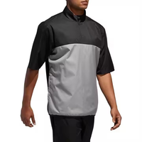 Jaket Golf Pria Custom 1/4 Zip Lengan Pendek Anti Air Ukuran Besar Model Anorak Berkerudung