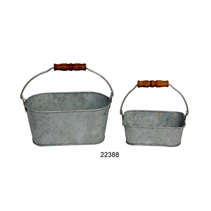 Garden Decorative Galvanized Embossed Design Basket Set of 3 With Black Antique Finished <b>Planter</b> Basket - Product Image 3