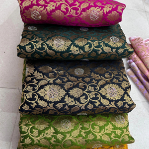 Lujo 100% seda Jacquard brocado tela de satén tejido rico acabado brillante para Sherwanis Sarees vestidos de noche decoración del hogar - Product Image 1