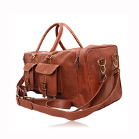 Sac de voyage en cuir de vache véritable avec logo personnalisé, sac en cuir véritable avec doublure en polyester, fermeture à glissière, faible MOQ
