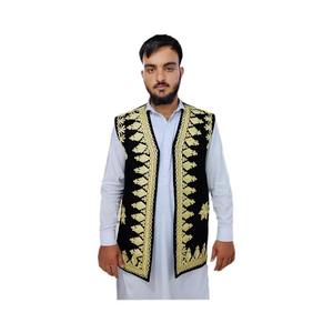 Custom Made Lace Embroidered Casual Autumn Breathable Woolen Sleeveless Outer Wear Afghan Style <b>Men's</b> <b>Waistcoat</b> High Quality - Product Image 6
