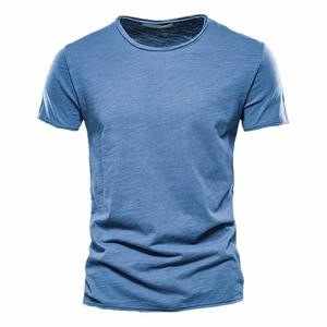 Coton hommes T-shirt décontracté doux Fitness été mince T-shirts hommes à manches courtes solide T-shirt pour hommes - Product Image 1