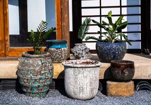 [Leo Nguyen Le] - Maceta de cerámica azul grande al por mayor, maceta de cerámica esmaltada para el hogar o decoración - Product Image 6