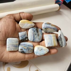 พลอยเทียมขัดหลังเบี้ยธรรมชาติสีน้ำเงินทรงหลวมสำหรับทำเครื่องประดับขายส่ง - Product Image 3