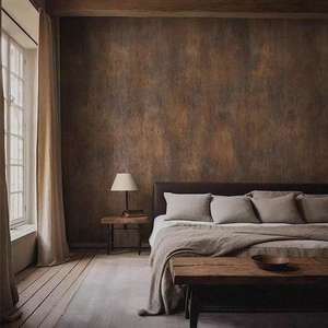 Papel pintado con textura de pintura artística, papel pintado desgastado retro americano, estilo industrial moteado marrón - Product Image 3