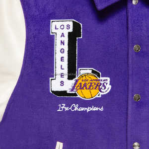 High Quality Fancy Custom Embroidery Canvas Stand Collar Front Logo <b>Purple</b> Shade Men and Women Comfortable Casual <b>Varsity</b> <b>Jacket</b> - Product Image 5