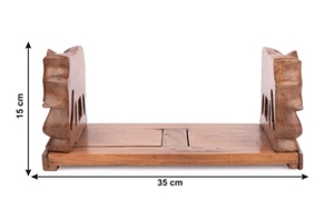 Sujetalibros extensible con diseño de elefante tallado en madera de nogal para estantes, extremo decorativo para libros pesados - Product Image 3