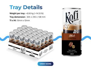 Café Instantáneo Kofi Premium al por Mayor, Bebidas de 250 ml, Cafeinado, Alta Calidad, Marca Privada, Muestra Gratuita del Fabricante de Vietnam - Product Image 1
