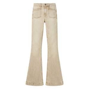 Jeans de Mujer con Lavado Arena, Cintura Alta, Corte Ajustado, Estilo Campana, Vintage, Teñidos, Elásticos, Tipo Bootcut - Product Image 4