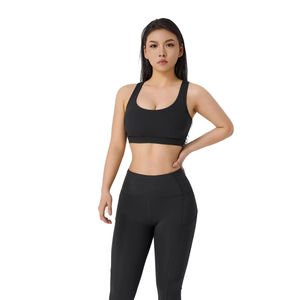 Conjunto de Leggings de Yoga de Dos Piezas para Mujer, Cintura Alta, Sin Costuras, Transpirables, Antibacterianos, Gruesos, con Material de Spandex/Nailon - Product Image 1