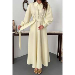Robe jaune plissée à fermeture éclair sur le devant pour femme Elisa Fashion - Product Image 4