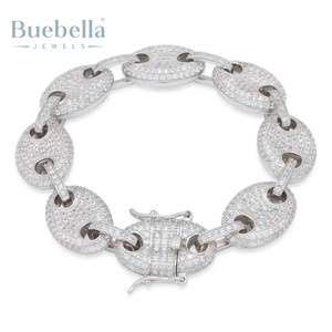 Hot Sale 15mm 18K <b>Gold</b> and 925 Silver Plated Iced Bean Bracelet for Men Bracelets and <b>Bangles</b> - Product Image 4