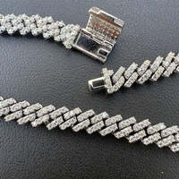 Bracelet Micro Prong Miami Cuban Link Moissanite en Argent, Bijou Hip Hop pour Homme, Accessoire Élégant, Éclat Brillant, Tendance, Certifié GRA