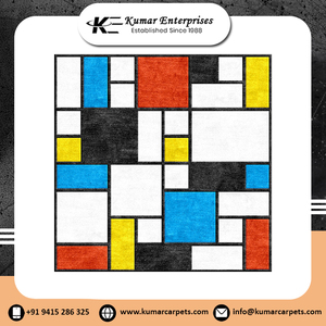 Alfombra de lana con mechones a mano de diseñador único de alta calidad, ecológica, hecha a mano con técnica de pila de bucle a la venta - Product Image 2