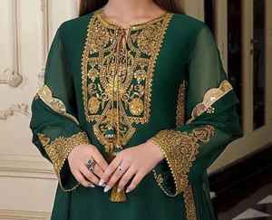 Haute qualité femmes cousues et non cousues fantaisie fête porter Saree à vendre lourde broderie conception mariage fête Saree - Product Image 3