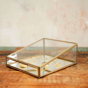 Handmade Metal And Glass Jewellry <b>Box</b> Artistic Decorative Storage Solution For Bedroom <b>Vanity</b> Table Use - Product Image 1