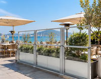 Pergola en aluminium thermolaqué 180x150 pour extérieur, écologique, imperméable, anti-rongeurs, anti-pourriture, avec verre trempé et motorisation anti-vent