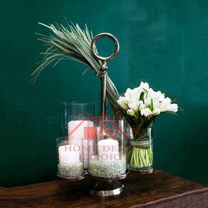 Attractive Design Brass Antique Finished Candle Stand With Glass Votive - Product Image 5