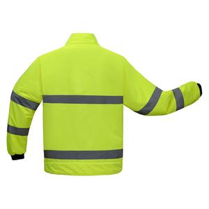 Veste parka réfléchissante en nylon personnalisée de haute qualité vert citron imperméable avec col montant pour les tarifs de gros des vêtements de travail - Product Image 3