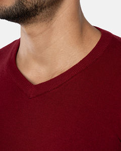 Pulls pour hommes en coton 100% sur mesure, coupe décontractée, tendance, tricotés chauds, col en V, style hip-hop, couleur unie, anti-boulochage - Product Image 3