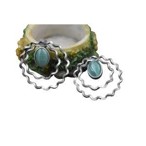 Bijoux de boucle d'oreille en pierre à ressembler en argent Meilleurs bijoux de mode de boucle d'oreille en laiton de forme ronde pour femmes et filles - Product Image 4