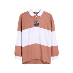 Chemise de rugby pour femmes Bymeldev, respirante, 100% coton, tissu tricoté, design color block, boutonnée, décontractée, longueur normale - Product Image 2