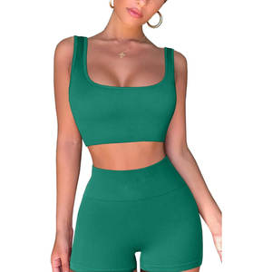 Conjunto Deportivo para Mujer, Ligero, Cintura Elástica, Transpirable, Spandex, Poliéster, Brasier Deportivo y Pantalones Cortos para Gimnasio, Fitness y Yoga - Product Image 3