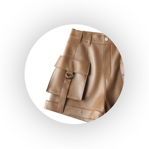 Pantalones cortos informales para exteriores para mujer, ropa de moda de cuero personalizada de Pakistán transpirable - Product Image 4