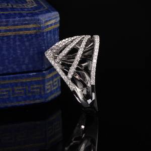 Estate Anillo de diamante de oro blanco de 14 quilates Hecho a mano Lab Grown VS1 Diamante montado en oro blanco Montaje Anillo de compromiso vintage - Product Image 5