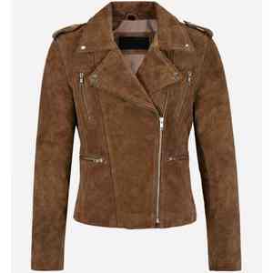 Chaqueta de Cuero de Gamuza Clásica para Mujer, Estilo Motero con Cierre, Moda Europea y Americana - Product Image 6