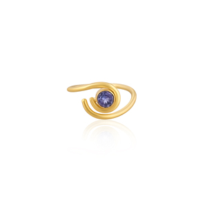 Tanzanite เครื่องประดับไฮโดร925แข็งแหวนเงินสเตอร์ลิงสีเหลืองทองปรับได้แหวนผู้หญิงที่เรียบง่ายแหวนออกแบบได้ตามต้องการ - Product Image 1