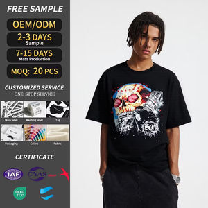 T-shirt en coton délavé personnalisé OEM durable pour hommes, idéal pour les rassemblements entre amis et les tenues décontractées - Product Image 1