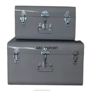 Lot de 2 boîtes de rangement design avec poignée solide de différentes tailles Boîte de rangement pour vêtements de décoration en laiton de la plus grande qualité - Product Image 2