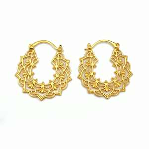 Elegante étnico 18K oro geométrico recorte pendientes minimalista hecho a mano bohemio encanto moda gota diseño señoras Navidad - Product Image 1