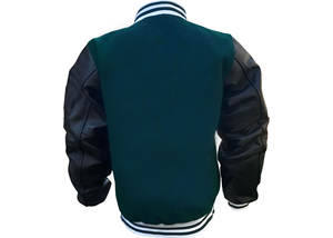 Veste d'hiver de qualité supérieure pour hommes 100% laine véritable coupe-vent col montant Letterman Design haute rue manches en cuir avant - Product Image 2