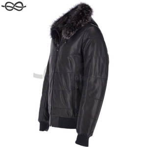 Blouson aviateur à capuche en cuir noir pour hommes de qualité supérieure Design Davos tendance Vêtements décontractés Meilleure vente - Product Image 6