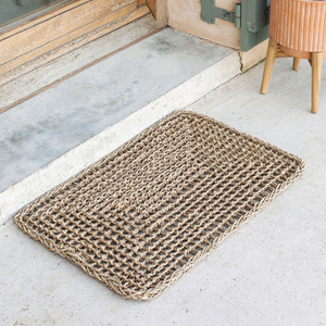 พรมเช็ดเท้าหญ้าทะเลทรงสี่เหลี่ยมสำหรับทางเข้าบ้านพรมฟางสานแบบหรูหราขนาดปรับแต่งได้ - Product Image 5