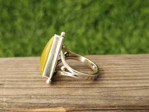 Anillo Llamativo Calci Amarillo Estilo Bohemio Hecho A Mano Conjunto de Bisel de Piedra Natural en Plata Esterlina para Bodas y Fiestas - Product Image 4