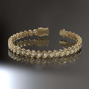Bracelet Tennis en or massif 14 carats avec diamants ronds Femmes Hommes Bracelet en diamant cultivé en laboratoire pour mariage Bracelets et Bracelets en diamant - Product Image 1