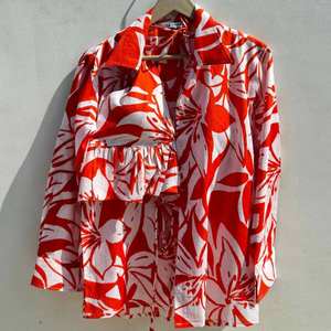 Floral Boho Vintage Motif Soutien-Gorge Chemise Combo 100% Pur Coton Élégant Élégant Décontracté Au-dessus Du Genou Bouton Long XS-4XL D'été - Product Image 2