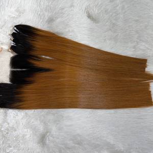 Perruque de cheveux humains, couleur orange noir ombré, faux cheveux humains, vierges, lisses, haute qualité, Extensions de cheveux - Product Image 3