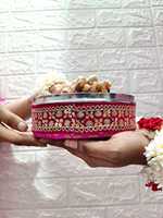 Boîte à biscuits décorative en acier inoxydable pour bonbon sucré Conteneur pour mariage Shagun Haldi Mehndi Ganesha Chaturthi Cadeau de retour