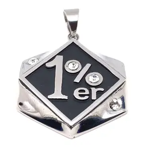 Wholesale Jewelry Top Grade Stainless Steel 1%er CZ Accents Outlaw Motorcycle Gang Pendant Premium Quality Hot Selling